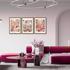 Floral Wall Art Set of 3 Market Canvas Wall 16L» x 12W» Colorful Flower Framed