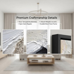 Large 3D Textured Black and White Coastal Wall Art, Ready to Hang 32″ x 48