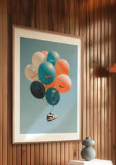 Vintage Nike Sneakers Poster with balloons, Retro Hypebeast Wall Art