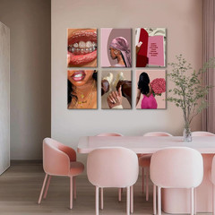 Pink Abstract Black Woman Canvas Art – Ready to Hang 12×16 Inch Decor