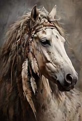 Native Horse Canvas Wall Art – Rustic Western Equestrian Home Decor Print