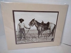 VTG African American Cowboy Western Horse Black & White Wall Art Print New Seale
