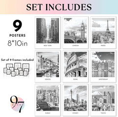 Framed Black & White Cityscape Art – NYC Skyline & European Architecture Decor