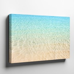 Clear Ocean Water and Sandy Beach Seashore Canvas Wall Art Print Decor