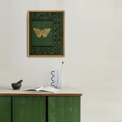 Framed Canvas Wall Art Emerald Green Butterfly Book Cover Home Decor 8x10in