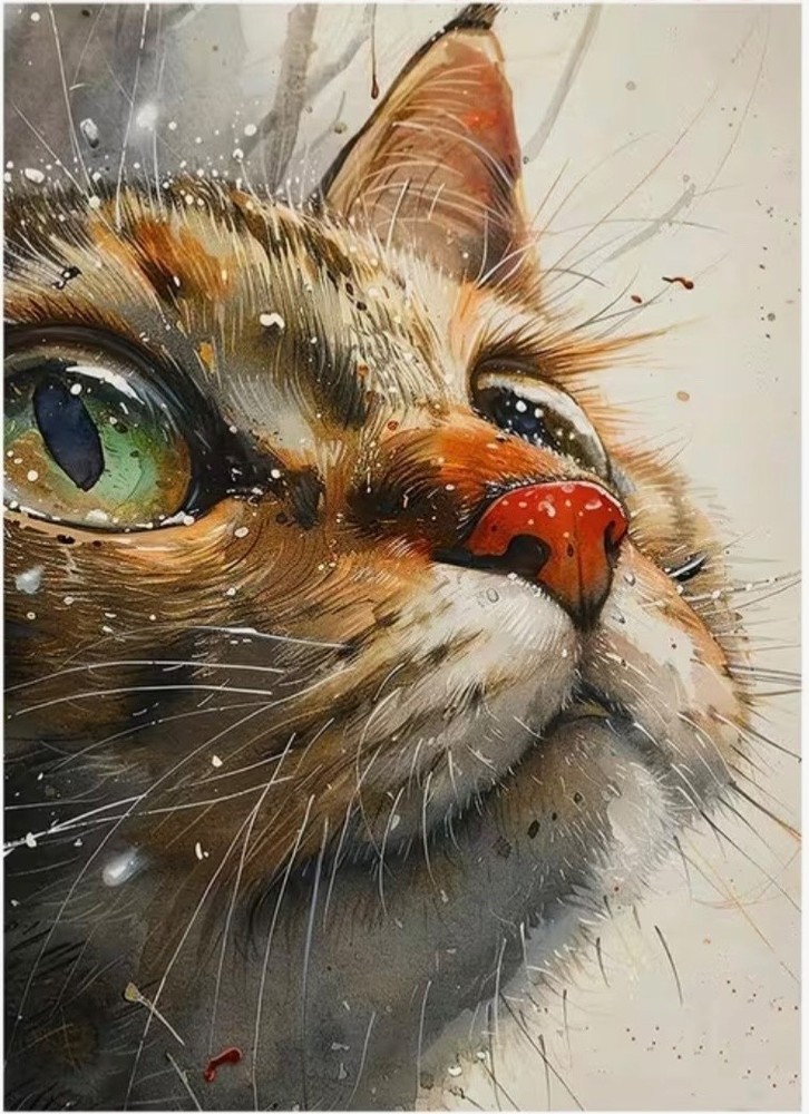 Cat Canvas Wall Art TABBY CAT Whimsical 12 x 16 Unframed 945