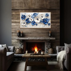 Blue and White Flower Canvas Painting Home Decor Wall Art Wall Mural Wall Poster
