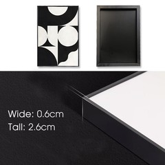 QKF Black Framed Abstract Wall Art 16″ X 24″ X 3 pieces, white black