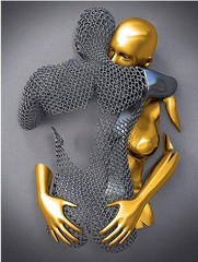 Bedroom Canvas Wall Art Decor,Black&Gold Romantic Kissing Embrace Couple Livi…