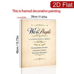 We the People 1776 Vintage Document Canvas Wall Art, Patriotic American Decor
