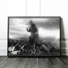 Godzilla 1954 Movies Black and White Classic Films 1950s Wall Art Poster Print