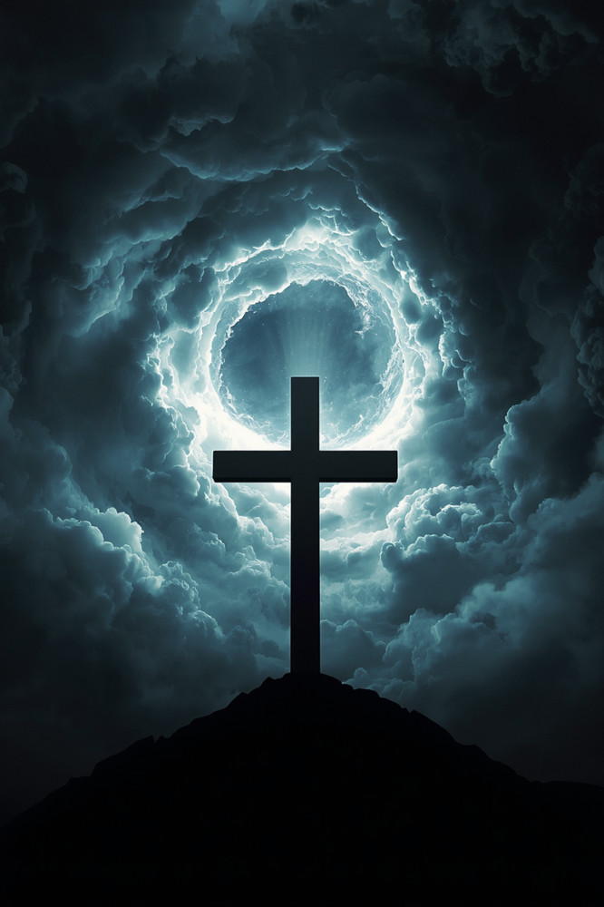 Christian Cross Heaven Light Clouds 4×6 Photo Print Religious Wall Art Decor