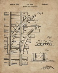 Railroad Train Patent Print Set 6 Vintage Art Prints 8×10 in. Locomotive Railway