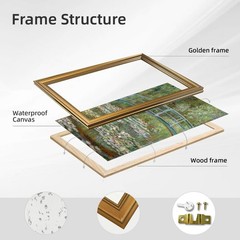 Gold Framed Bridge over a Pond of Water Lilies by Claude Monet Poster Impress…