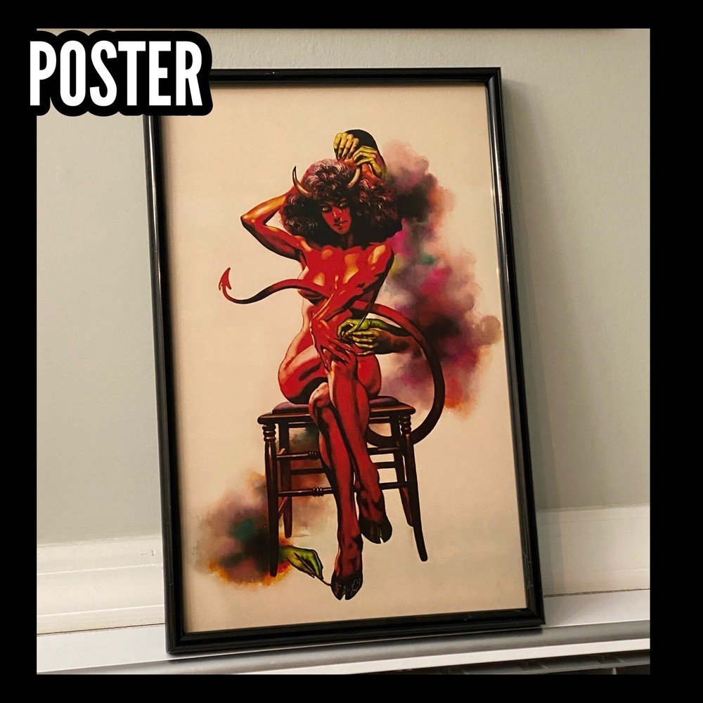 Devil Pinup Girl Horror Art Poster Satan Devilish