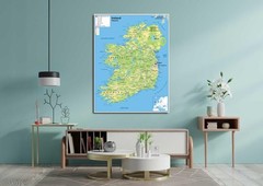 Ireland Physical Map 16.5×23.3 Inch Paper Laminated Wall Poster Art Geography