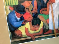 Vintage Diego Rivera The Flower Boat Art Print Mexican Modernism Folk Art Framed