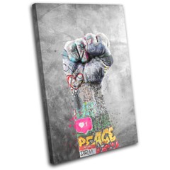 Urban Fist Power Modern Graffiti SINGLE CANVAS WALL ART Picture Print