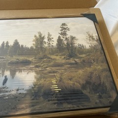 Floating Framed Canvas Wall Art Cranes By Tranquil Forest Pond 16L X 12W