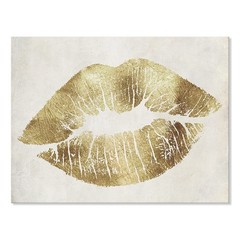 Gold Sexy Lips Wall Art Fashion Decor Vintage Lips Print Picture Stretched Wa…