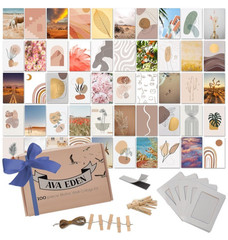 Ava Eden 100pc Boho, Nature & Abstract Art Themed Mini Posters Wall Collage Kit