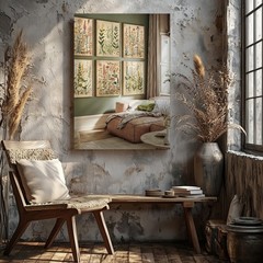 Set Of 6 Botanical Canvas Wall Art Vintage Floral Herb Garden Prints For Home