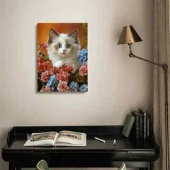 Adorable Ragdoll Cat Kitten with Blue Eyes Painting Metal Print Ready to Hang