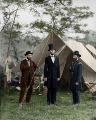 President Lincoln Gen McClernand Pinkerton Antietam Civil War Color Photo -04326