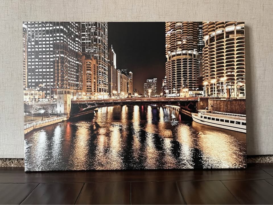 20X30″ Canvas Chicago Skyline Wall Art Print Ready to Hang NEW OPEN BOX