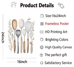 3 Pcs Sage Green Farmhouse Kitchen Canvas Wall Art 16″L x 12″W, Poster