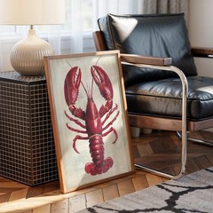 Nautical Lobster Wall Art Coastal Kitchen New England Beach House Decor Poster