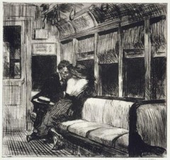 Night on the El Train Art Print – Edward Hopper 1918 – Etching of Urban Solitude