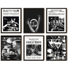 Vintage Disco Ball Poster – Black White Wall Art, 70s Tequila Print, Trendy N…