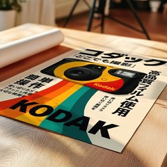 Retro Kodak Camera Poster – Japanese Typography Vintage Photography Wall Art