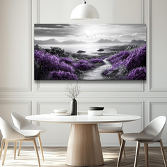 Large Purple Flowers Canvas Art for Living Room & Office Decor 30×60 In