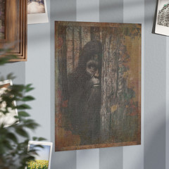 Vintage BIGFOOT FOREST Wall Art, Sasquatch Tree Decor, Cryptid Nature Art Poster