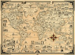 World Wonders & Seven Wonders Of The Ancient World – 1939 – Pictorial Map Poster