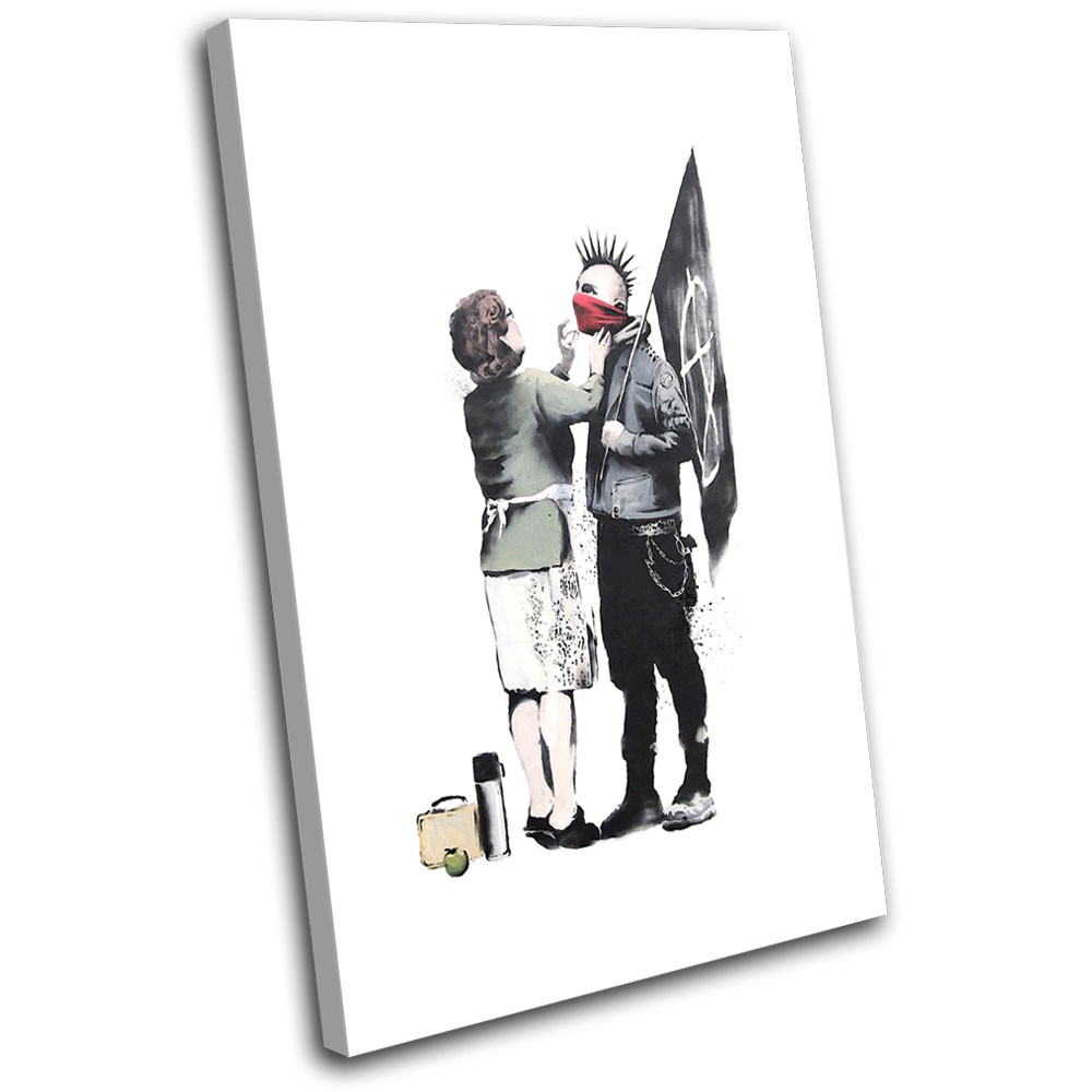 Punk and Mum Graffiti Banksy Painting SINGLE CANVAS WALL ART Picture Print