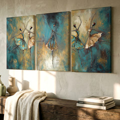 3 Pieces Abstract Dancer Figures Motion Vibrant Large Wall Art for Set Of 3