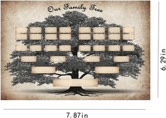 Family Tree Chart 6 Generation Genealogy Poster, to Fill in Blank Fillable Ances