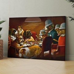 Dogs Playing Cards – Pinched With Four Aces CM Coolidge Canvas Wall Art Print