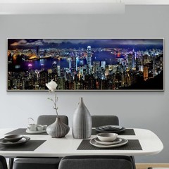 Hong Kong City Night View Painting Canvas Wall Art Canvas Painting Wall Picture