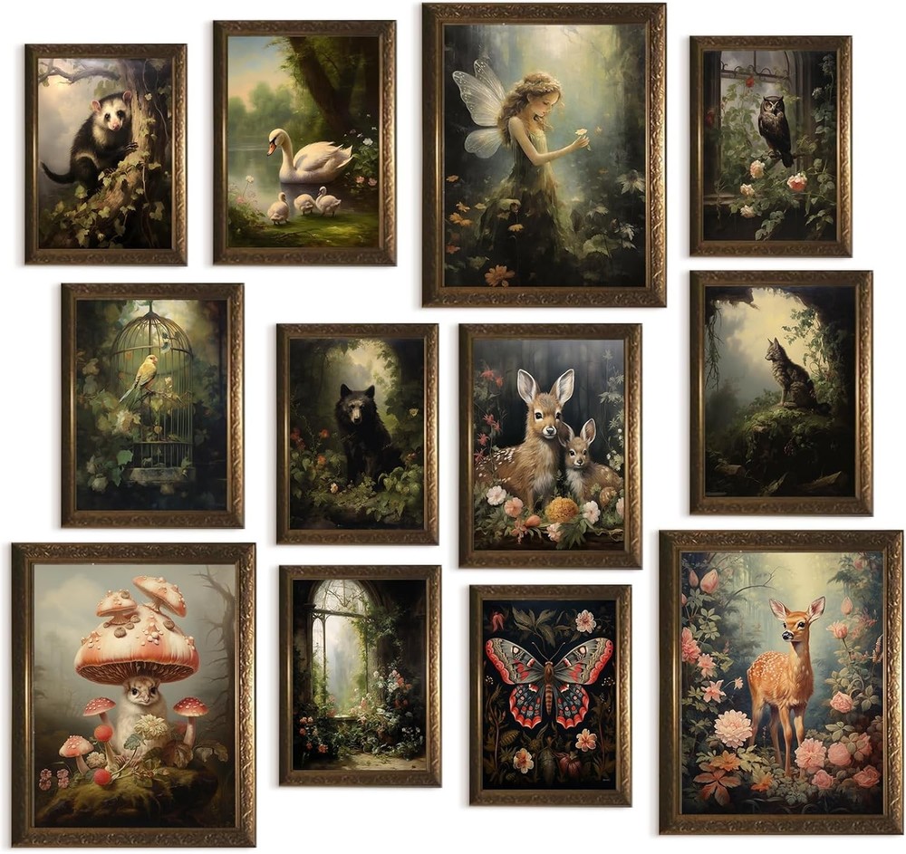 Dark Cottagecore Dark Academia Forest Mushroom Wall Art Prints Unframed