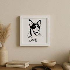 Personalized Laser Engraved Beauceron Dog Portrait on Wood in Frame Handcrafted