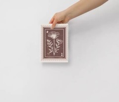 5 x 7 Earth Tones Floral Vintage Postage Stamp Poster Matte Finish Room Decor
