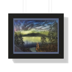 Electric Sky Lake Landscape Framed Poster | Aurora Wall Art