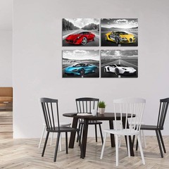 Framed Black & White Car Poster Wall Art – Sports Cars Decor for Teen Boys, Offi