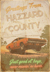 Dukes Of Hazzard Wall Collage Postcard Style Poster