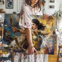 Amazon�S Wrath Canvasmythical Warrior Woman In Epic Battle Scene Wall Art