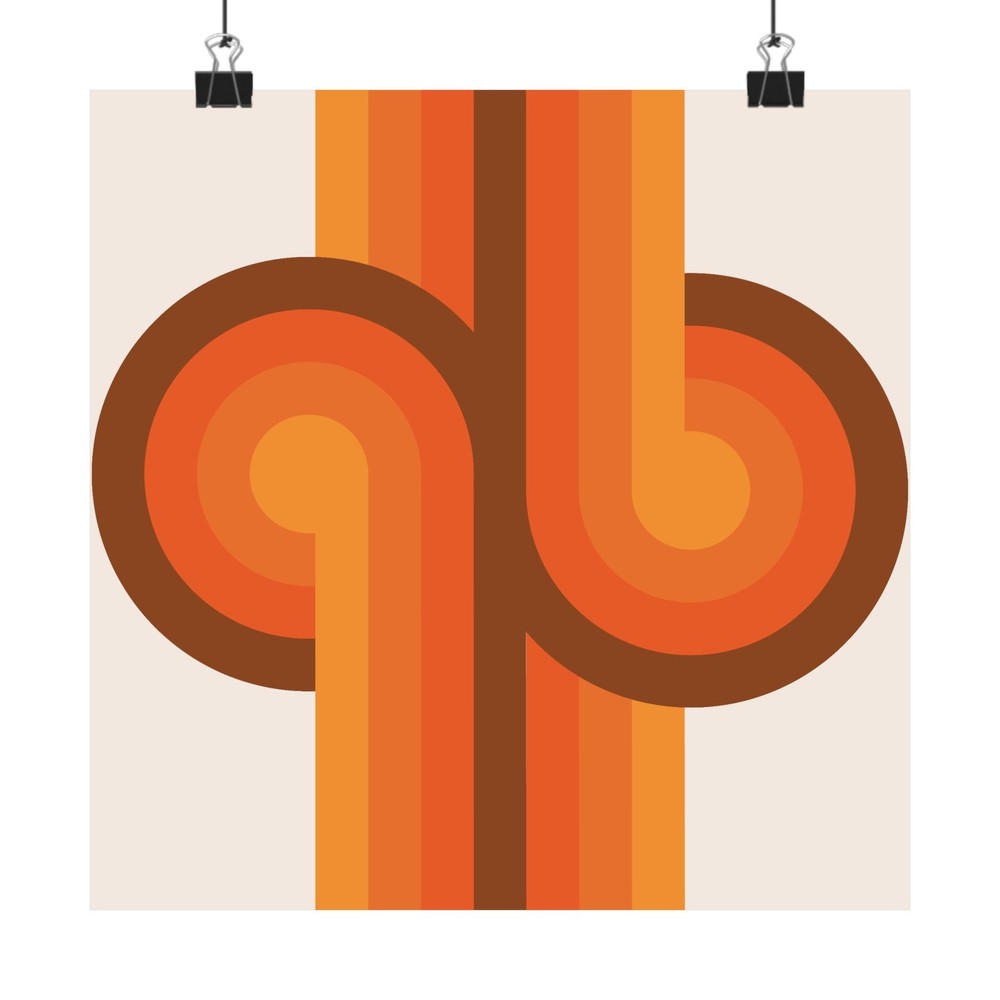 Mid-Century Modern Wall Art: 70s Retro Orange & Brown Print